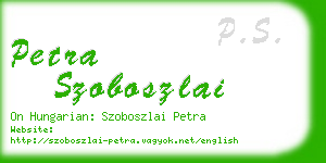 petra szoboszlai business card